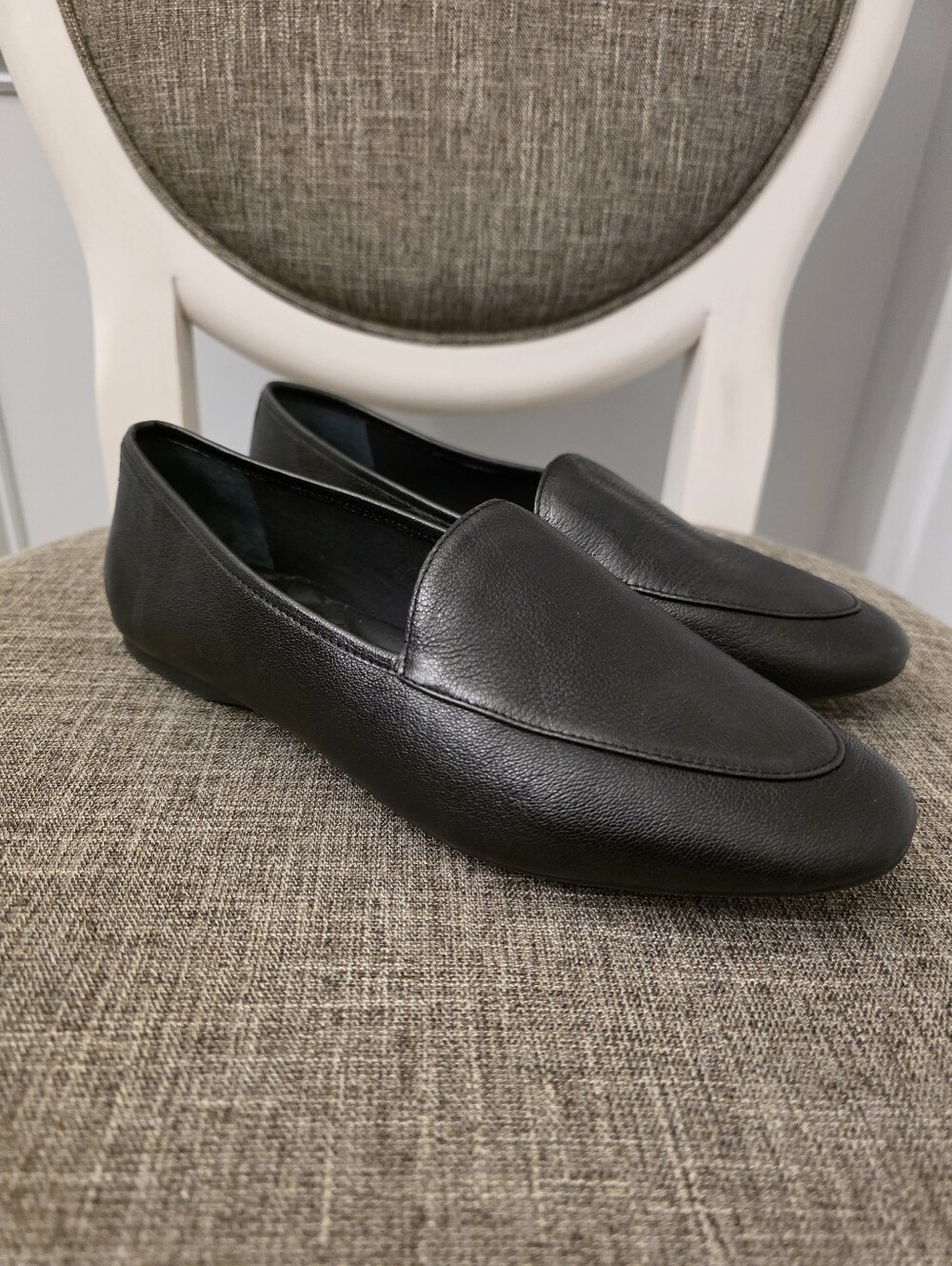 Birdies Black Leather Almond Toe Flats Size 9.5